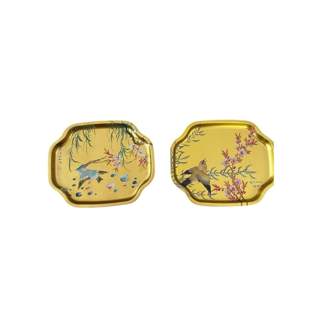 Chinoiserie Gold Floral Bird Trinket Tray Elite Trays Made In England